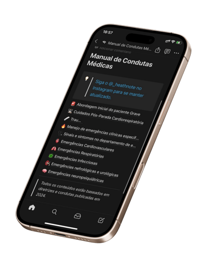 Manual de Condutas Médicas exibido em um celular