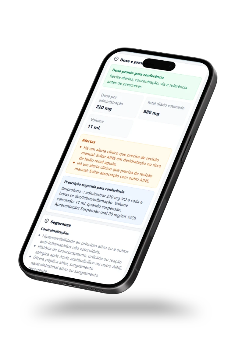 Tela de resultado e conferência do HealthPed
