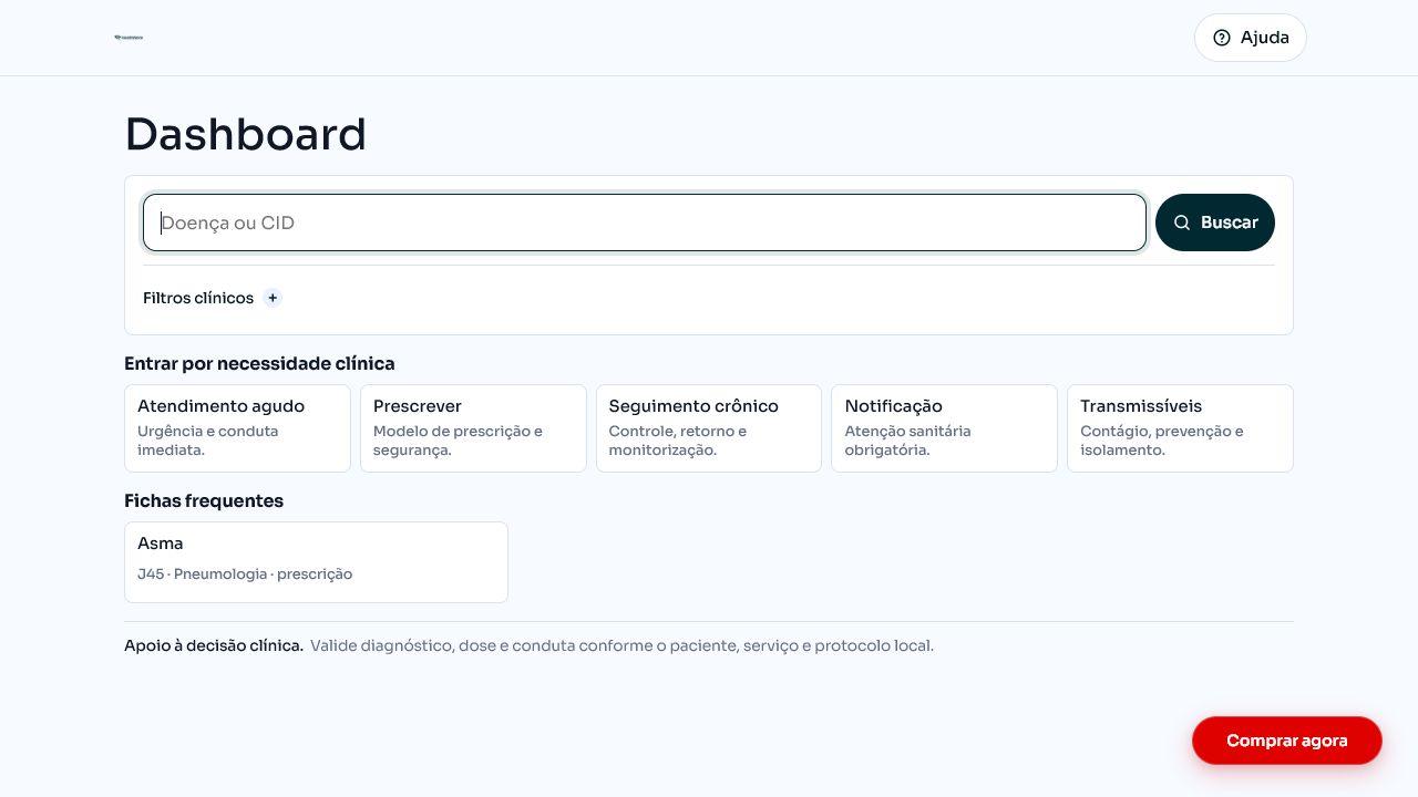 Dashboard da plataforma de prescrições