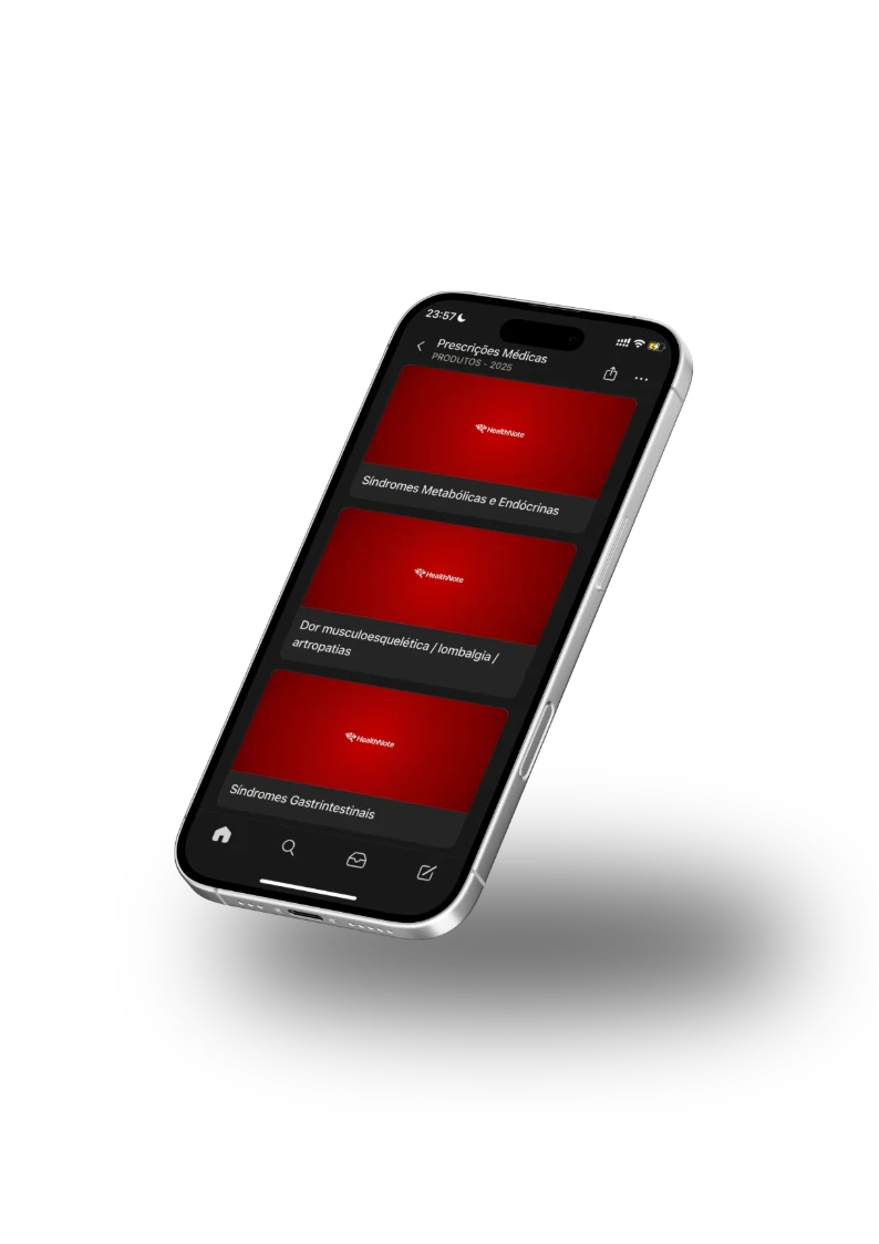 Manual de Prescrições Médicas exibido em um celular