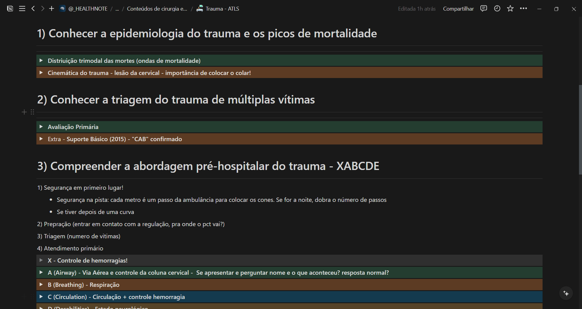 Exemplo de conteúdo médico na biblioteca de resumos